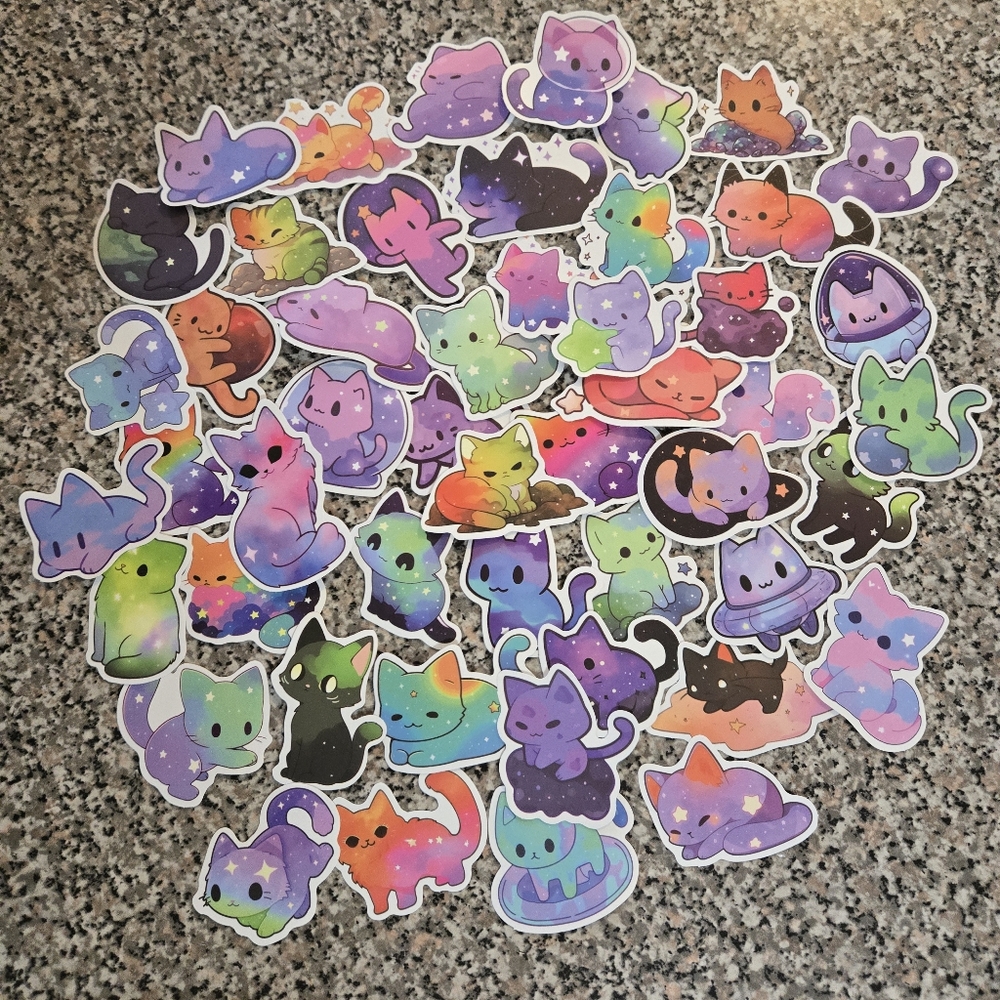 🍒🍒 Galaxy Cat Stickers -15 Random
